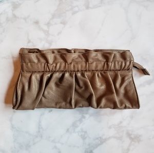 Express Gold Ruffled Clutch